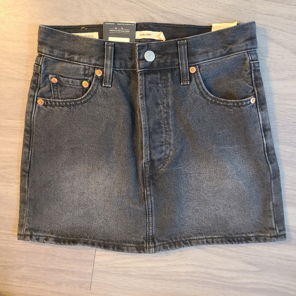 Levi's Premium Icon Skirt Womens Size 23 Black Denim